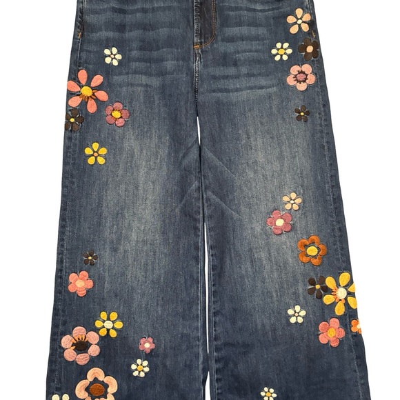 NWOT, Driftwood Mona X Boogie Nights High Rise Floral Embroidered Flare Jeans - Picture 12 of 16